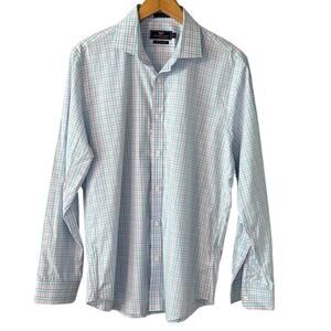 Vineyard Vines Cooper Dress Shirt Blue Pink Green Plaid Mens size Large